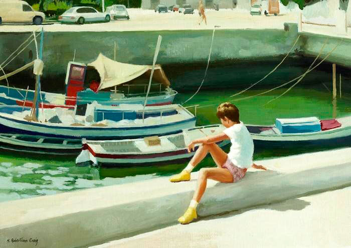 Harbour with young boy (Гавань с мальчиком)