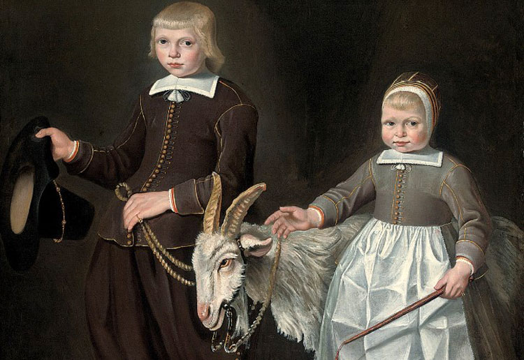 Double portrait of children with a goat (Двойной портрет детей с козой), 1663