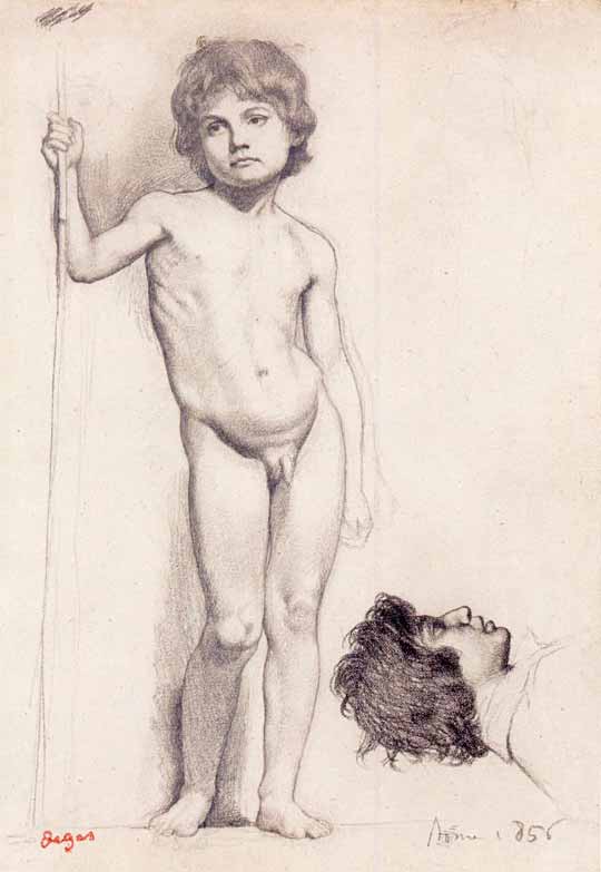 Académie d' enfant et tête d' adolescent (Академический рисунок ребёнка и головы подростка), 1856