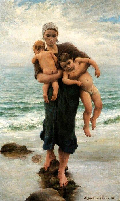 Femme de pêcheur venant de baigner ses enfants (Жена рыбака, идущая купать своих детей), 1881