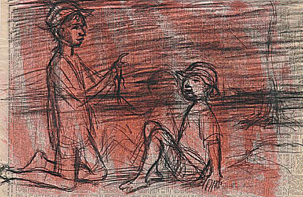 Children with Goanna (Дети с маленьким вараном), c.1976