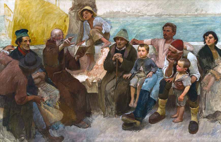 Reading to Chioggia Fishermen (Чтение для рыбаков Кьоджа), c.1894