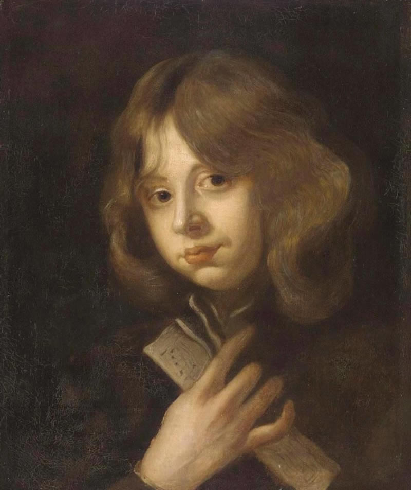 Portrait of a young boy, head and shoulders, holding a sheet of music (Бюстовый портрет мальчика, держащего свиток с нотами)