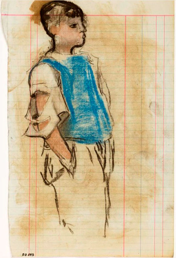 Boy with a torn shirt and blue sleeveless jumper (Мальчик в порванной рубашке и голубом безрукавом джемпере)