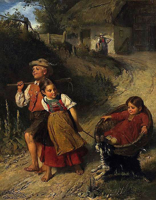 Spielende Bauernkinder auf dem Weg zum Feld (Игра крестьянских детей по пути на поля), 1871