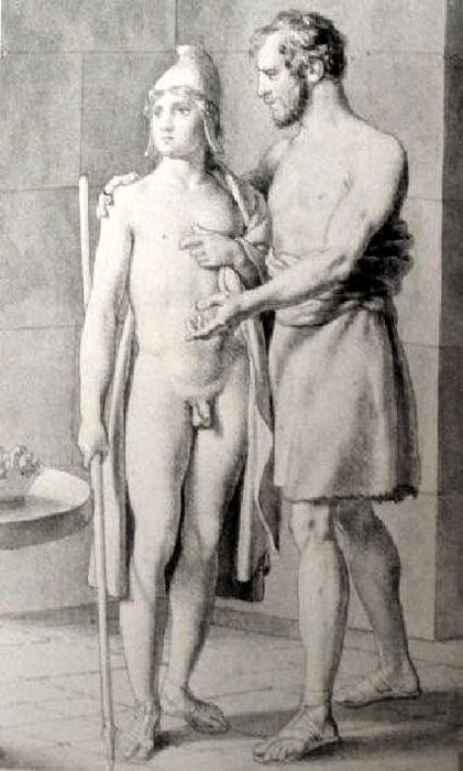 Ulysses disguised as a beggar, at the swineherd's home (Улисс под видом нищего в доме свинопаса), 1812