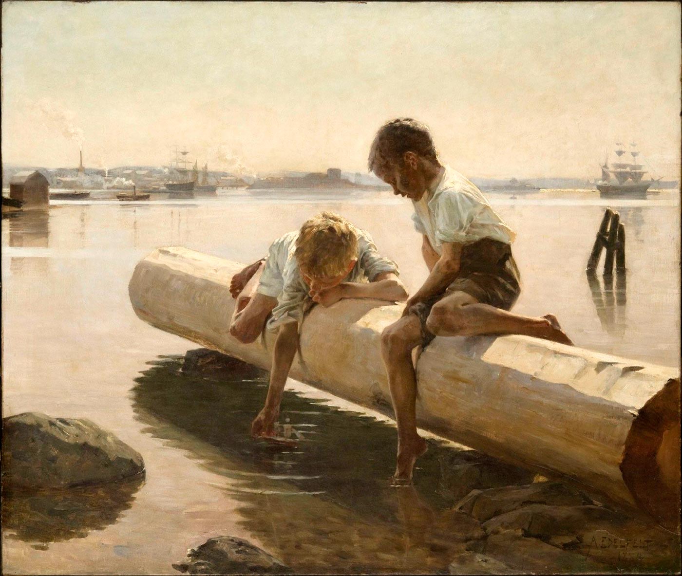 Two Boys on a Log / The Little Boat (Два мальчика на бревне / Маленький кораблик), 1884