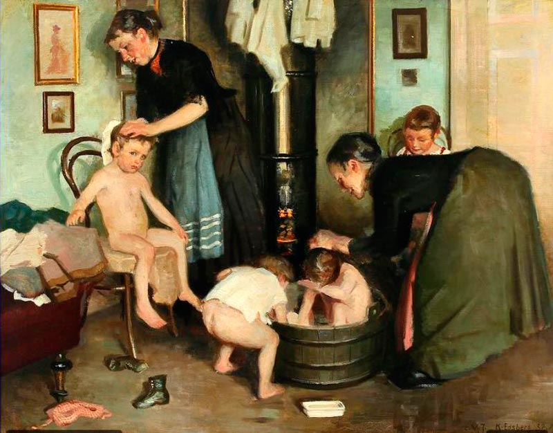 Washing the children (Мытье детей), 1937