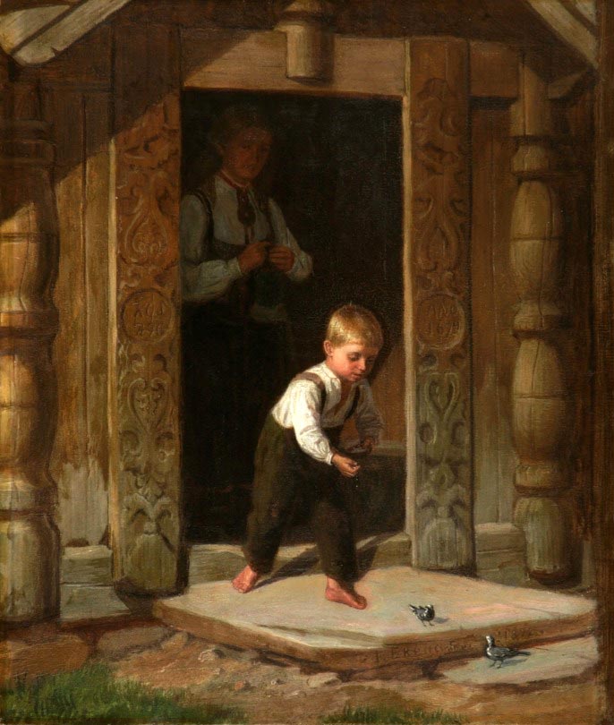 Gutt som mater linerler (Мальчик, кормящий трясогузку), 1872