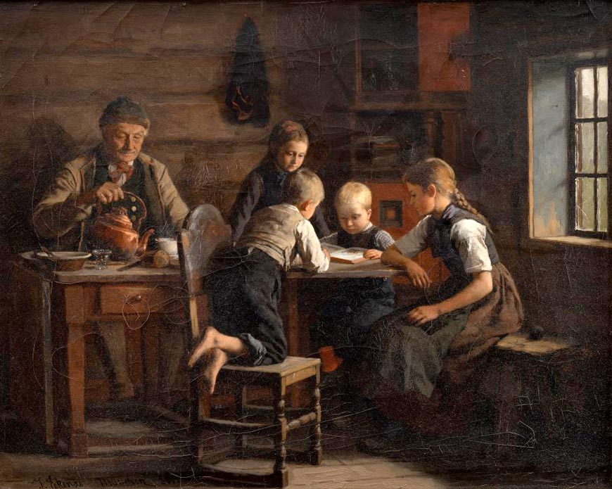 Reading Hour in a Farmhouse (Часы для чтения на ферме), 1880