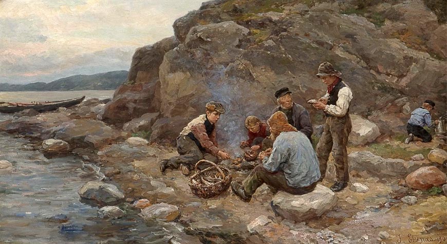 Fiskere ved strand (Рыбаки на берегу), 1909
