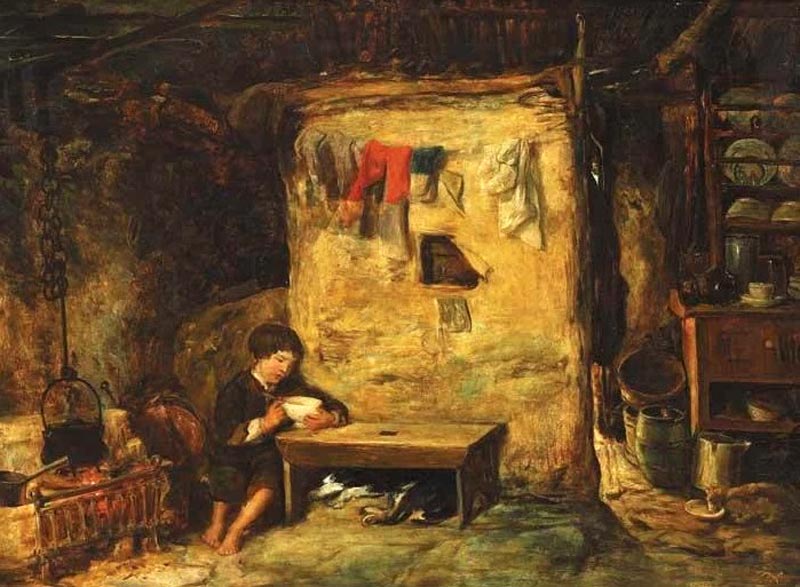 Cottage interior with a child eating (Интерьер коттеджа с кушающим ребёнком), 1886