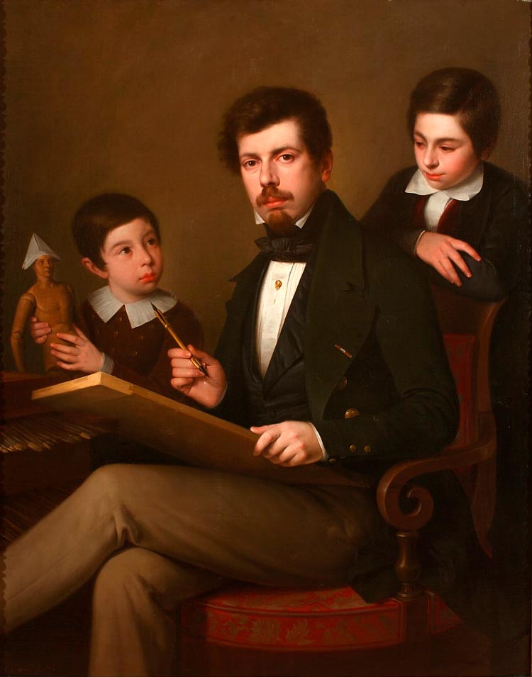 Self-portrait with his sons Carlos and Vicente (Автопортрет с сыновьями Карлосом и Висенте), 1843