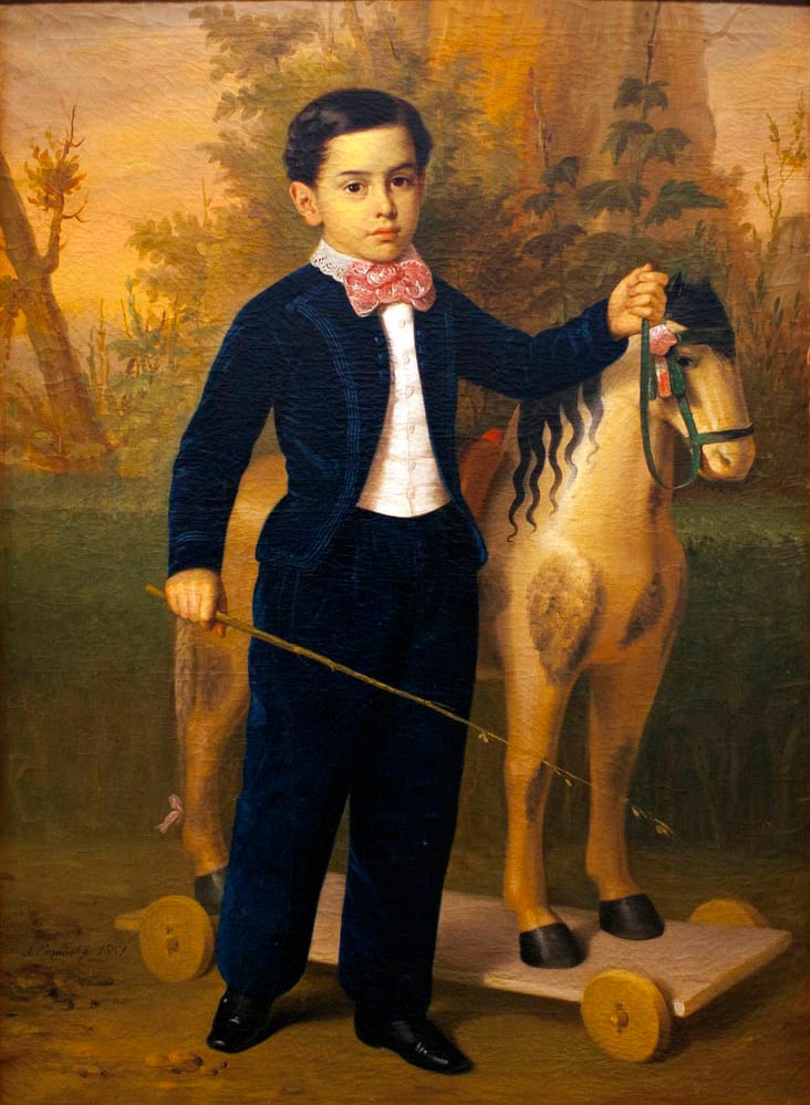 Retrato de un niño con un caballo de madera (Портрет мальчика с деревянной лошадью), v.1851