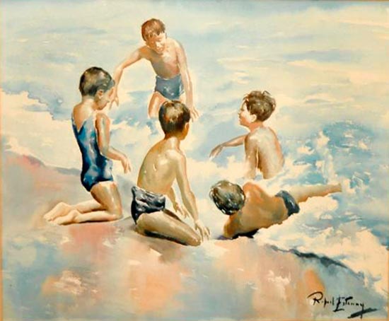 Niños jugando en la playa (Мальчики, играющие на пляже)