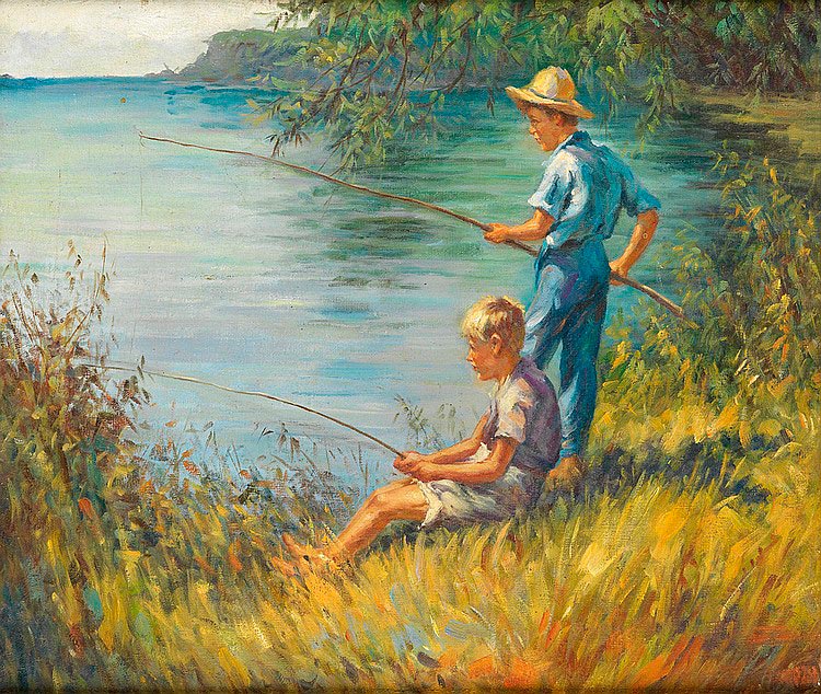 Two boys fishing (Два рыбачущих мальчика)