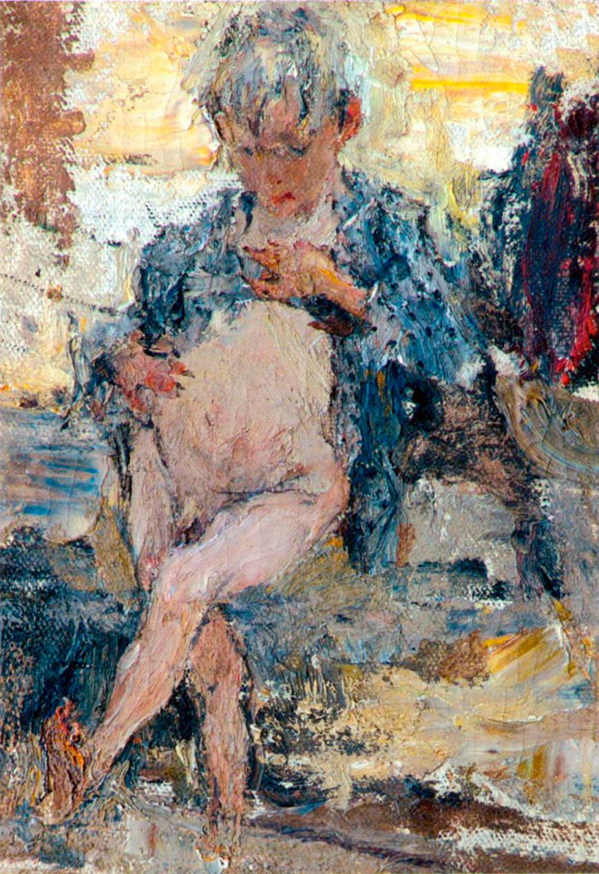 Мальчик с голым животом. Этюд к кapтинe 'Oбливaниe' (Boy with naked tummy. Study for 'Affusion'), 1911-1914