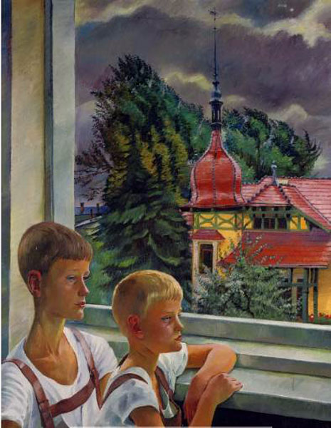 Luca und Titus am Fenster, Regen im Sommer (Лука и Титус у окна, Лето в Регене), 1928