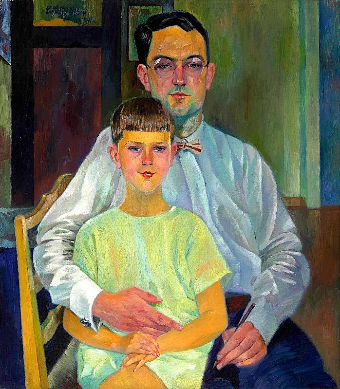 Selbstbildnis mit meinem Sohn Luca (Автопортрет с моим сыном Лукой), 1927