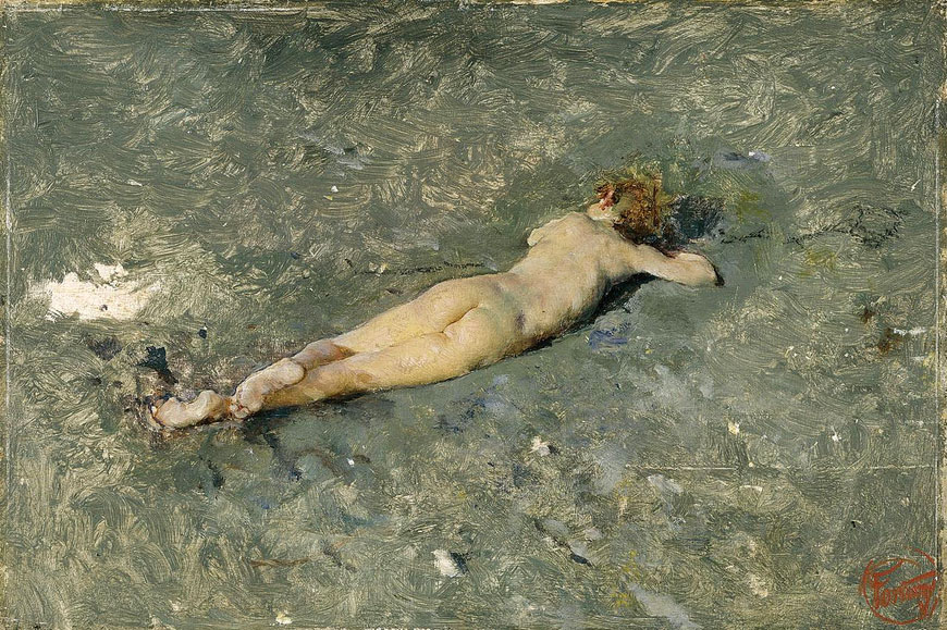 Desnudo en la playa de Portici (Обнажённый на пляже Портичи), c.1874 