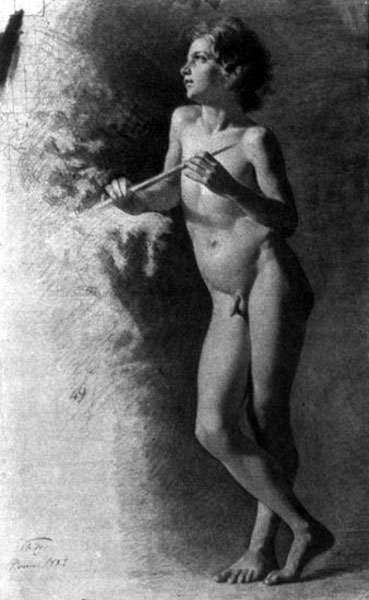 Flautista desnudo (Обнажённый флейтист), 1859