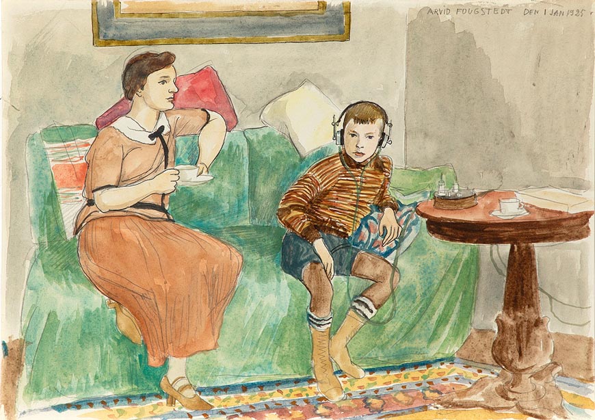Gerda and Erik listening to the radio (Герда и Эрик, слушающие радио), 1925
