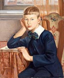 Мальчик в городском костюме и с книгой
