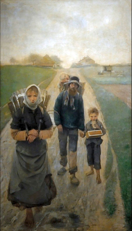 Les marchands de craie (Продавцы мела), 1882-1883 left: Le matin (левая часть - утро)