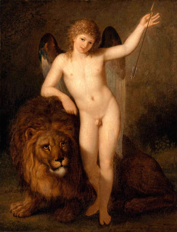 Cupid with a lion in a wooded landscape (Купидон со львом в лесном пейзаже), 1791