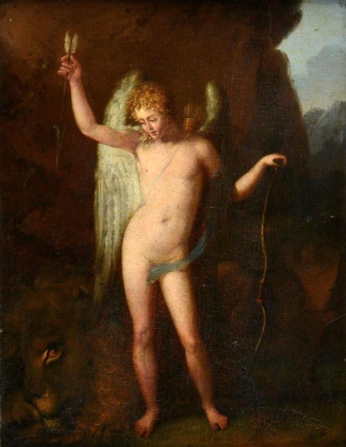 Amour ailé et lion (Окрылённый Амур и лев)
