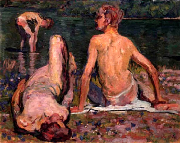 Drei Jünglinge an Bergsee (Три подростка у горного озера), 1918-1920