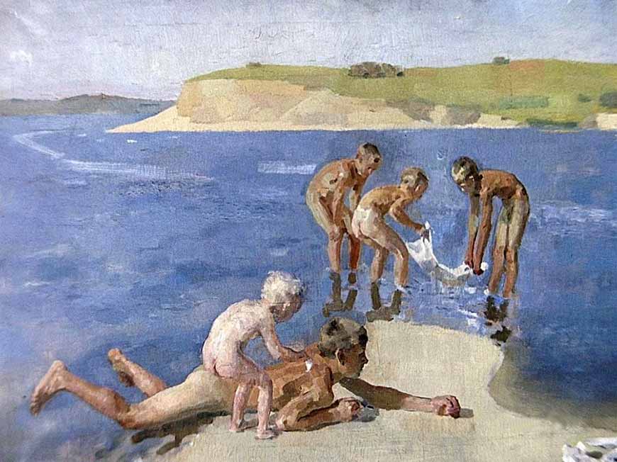 Дети на пляже. На косе (Children on the beach. On Spit), 1937