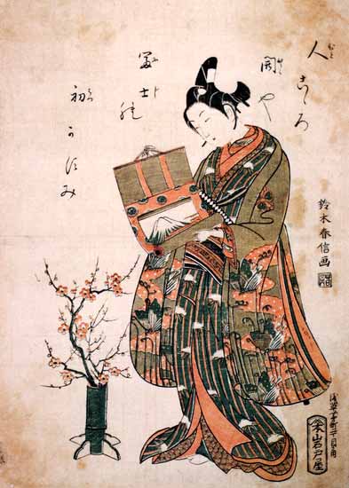 A Wakashu Looking at a Painting of Mt Fuji (Вакасю, разглядывающий изображение горы Фудзиямы), c.1750