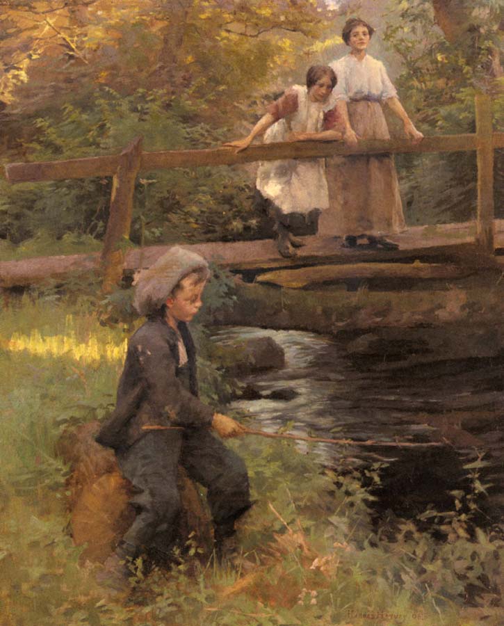 Fishing by a forest stream (Рыбалка в лесном ручье)