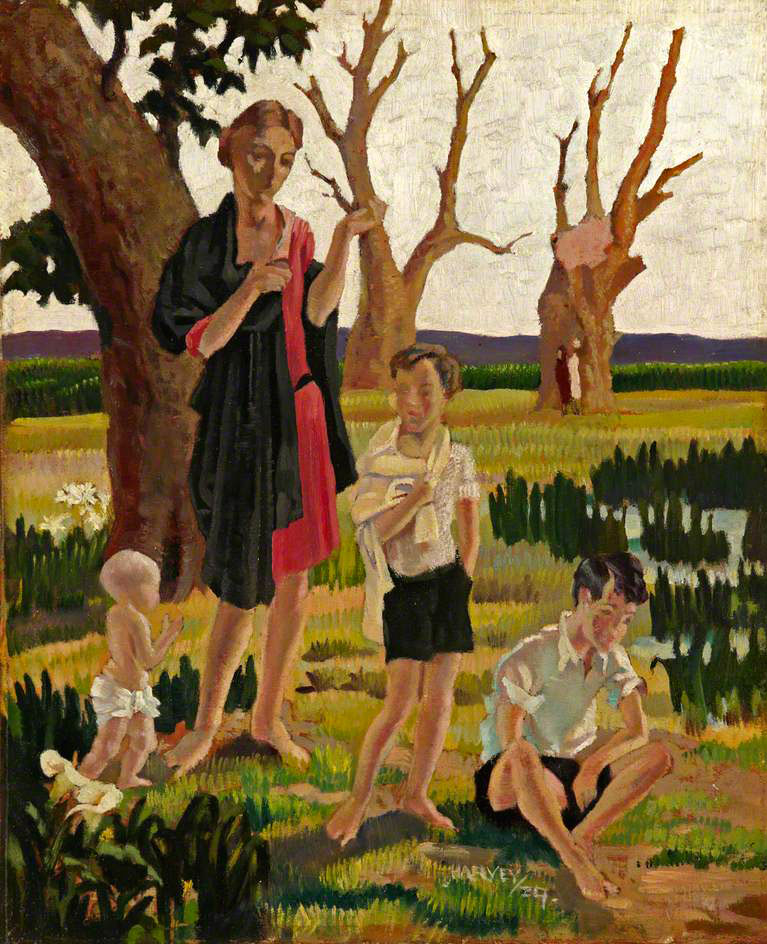 A Mother and three children in a landscape (Мать и три ребёнка на фоне ландшафта), 1929