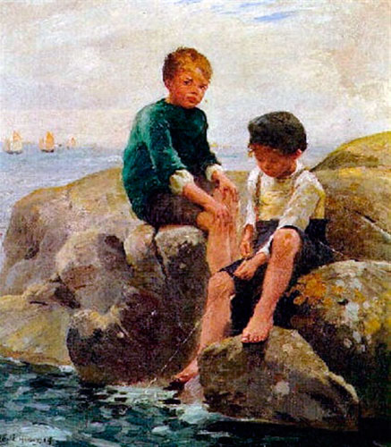 Two boys fishing (Два рыбачущих мальчика), 1914