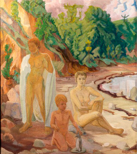 Frauen und Kind am Strand (Женщина и дети на пляже), 1936