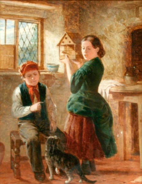 Children in an interior with cat (Дети в интерьере с кошкой), 1863