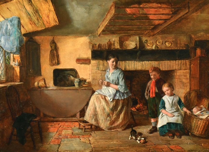 A family watching a kitten play (Семья, наблюдающая за игрой котёнка)