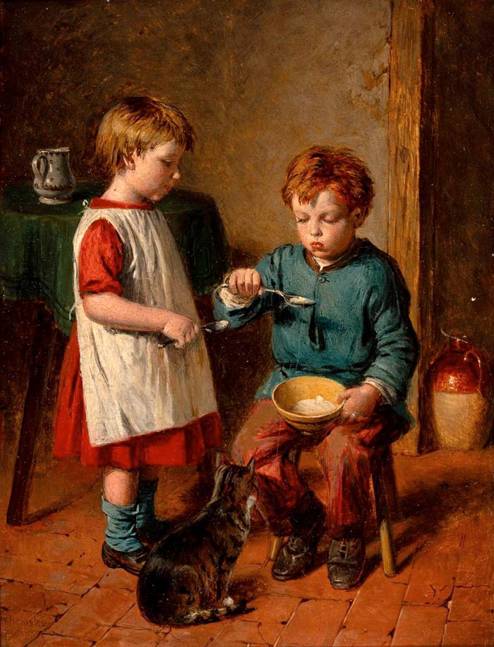 Children share soup (Дети, делящие суп)