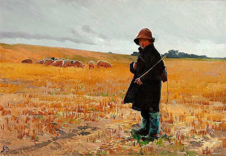 A little pig boy with his herd in a field (Маленький свинопас со своим стадом в поле), 1890