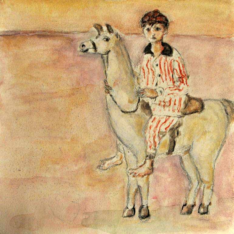 Boy in his Pijamas on a Llama (Мальчик в пижаме на ламе)