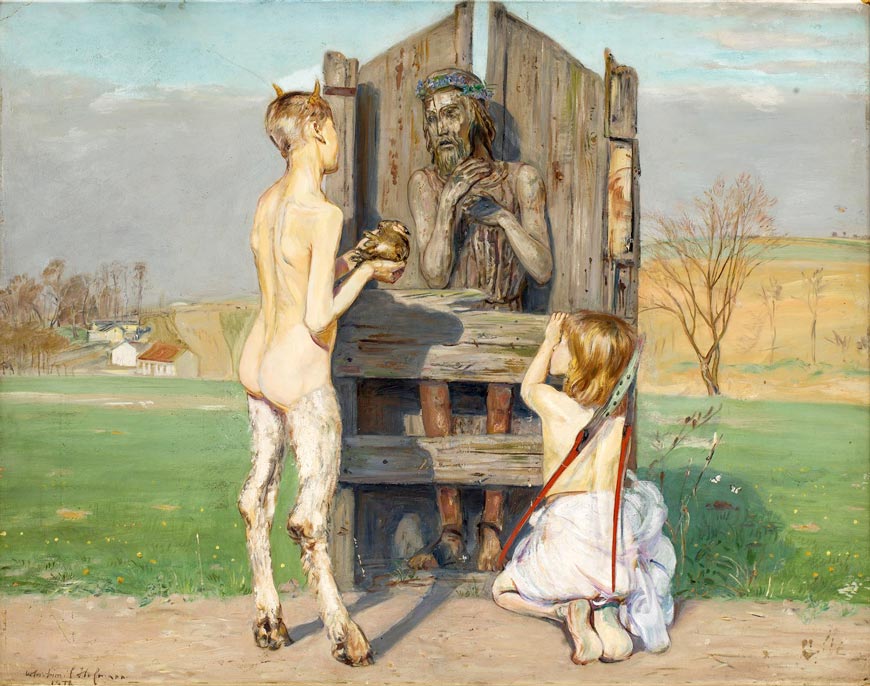 Faun and mermaid at the shrine / Request for resurrection (Фавн и русалка у святилища / Просьба о воскрешении), 1918