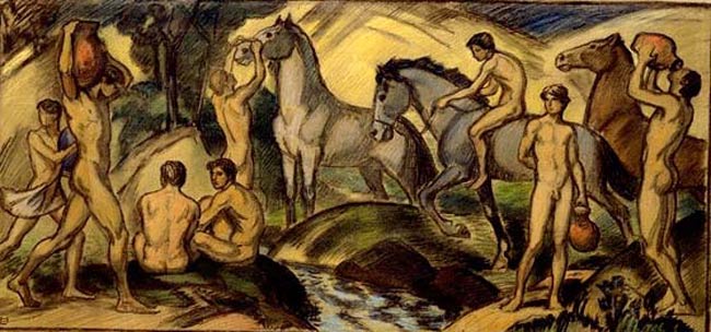 Junglinge und Pferde (Юноши и лошади), 1920