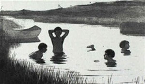 Four boys swimming in a pond (Четыре мальчика, купающихся в пруду), 1875