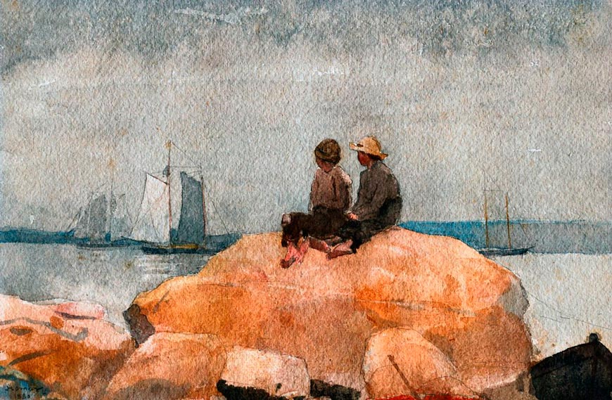 Two Boys Watching Schooners (Два мальчика, наблюдающих за шхунами), 1880