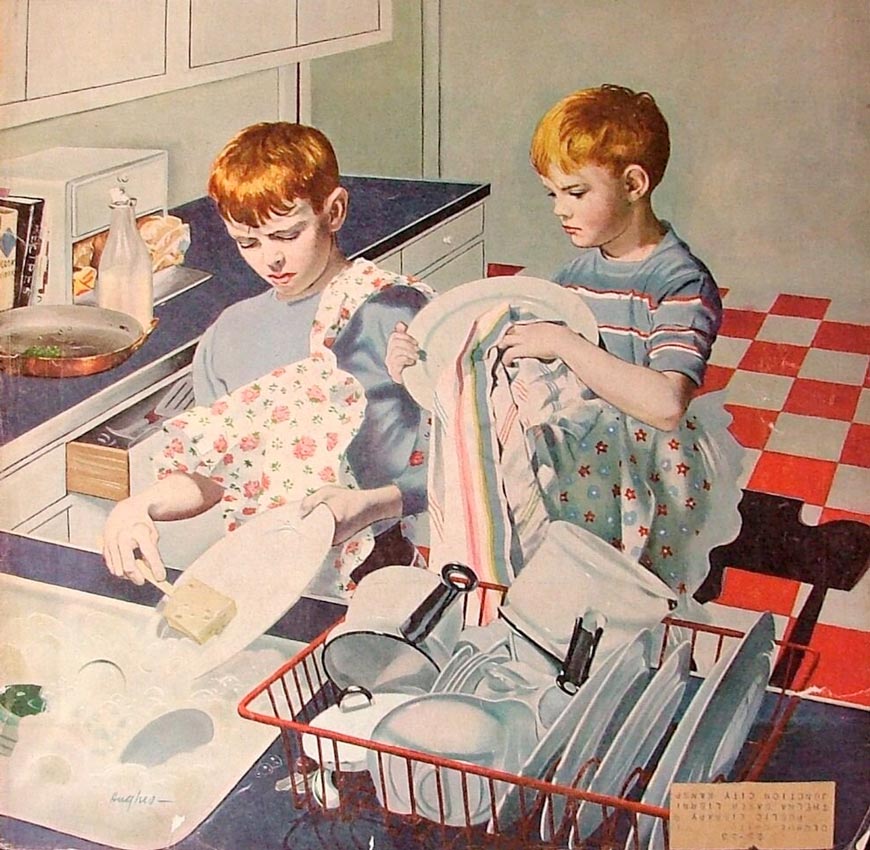 Boys Washing Dishes (Мальчики моют посуду), 1953