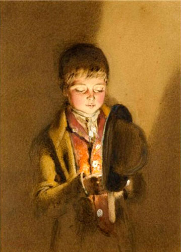 A young boy shielding a candle with his hat (Мальчик, заслоняющий свечу шляпой), 1853