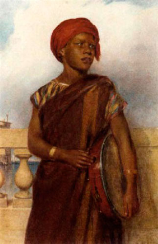 A Nubian musician on a balcony with Venice beyond (Нубийский музыкант на балконе, позади него Венеция)