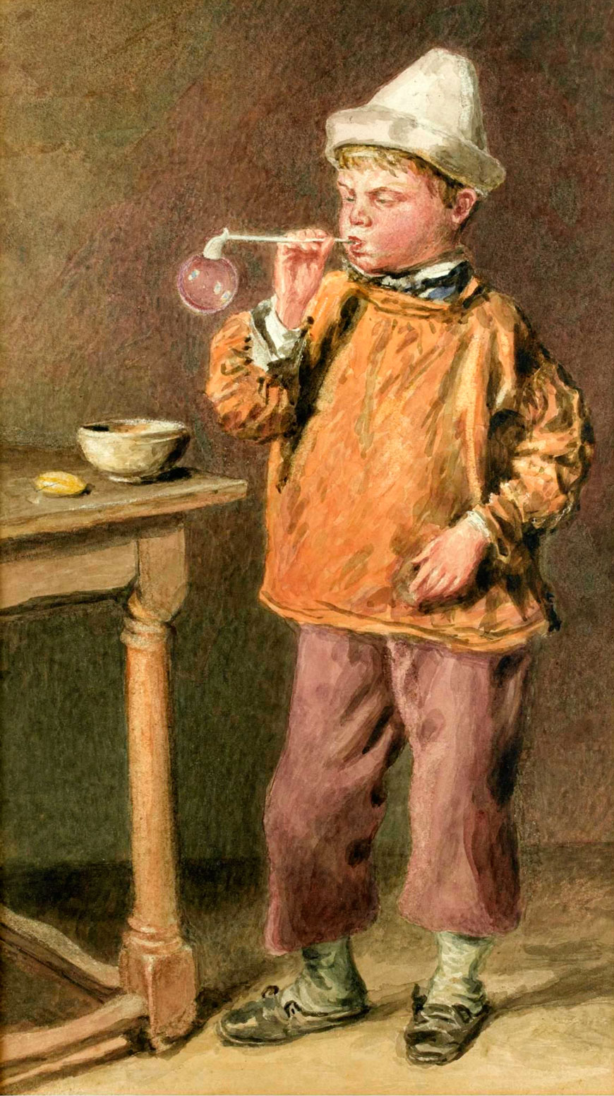 A boy blowing bubbles (Мальчик, выдувающий пузыри)